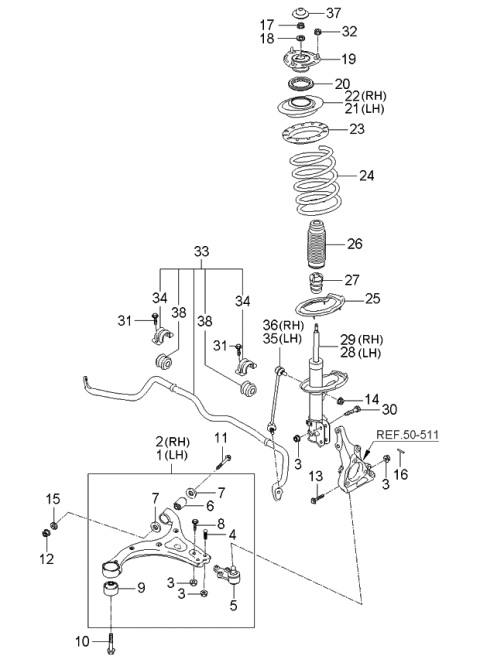 2006 Kia Sedona  Bolt Diagram for 545194D000