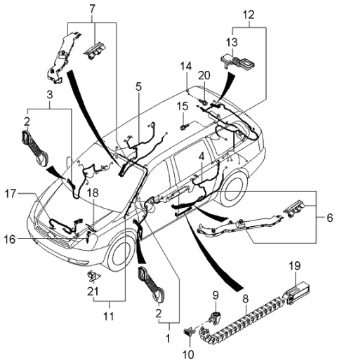 2006 Kia Sedona  Wiring Assembly-Front Door, As Diagram for 916104D010
