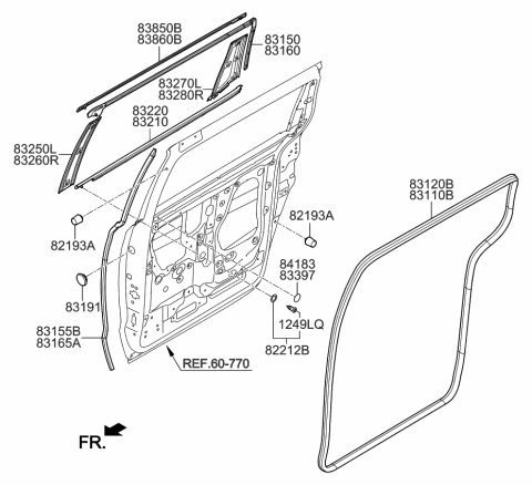 2017 Kia Sedona  WEATHERSTRIP Assembly-Rear Door Belt Diagram for 83210A9000