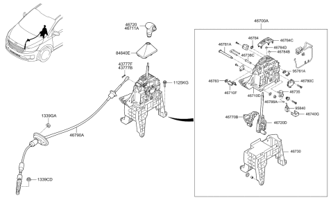 2016 Kia Sedona  Bracket Assembly-Shift Lever Diagram for 46730A9100