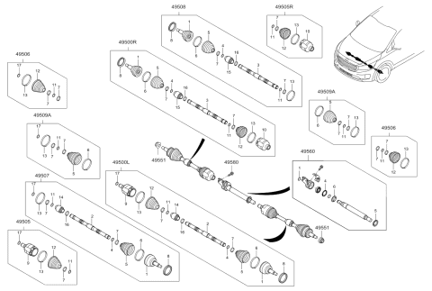 2016 Kia Sedona  Shaft Assembly-Drive, RH Diagram for 49501A9350