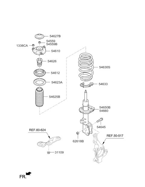 2016 Kia Sedona Pad-Front Spring, Upper Diagram for 54623A9000