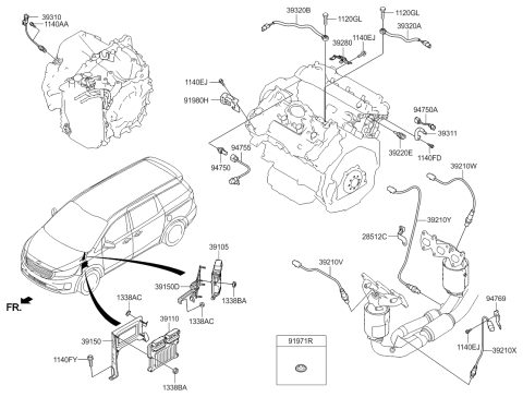 2016 Kia Sedona  Plug-Engine Room Diagram for 919711C500