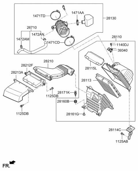 2016 Kia Sedona  Air Cleaner Assembly Diagram for 28110A9100