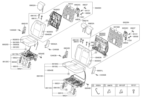 2015 Kia Sedona  SHLD Cover-3RD Back Diagram for 89370A9060BND