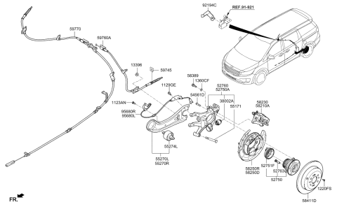 2017 Kia Sedona  Rear Wheel Hub Assembly Diagram for 52750A9000