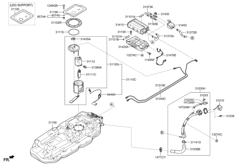 2017 Kia Sedona  Pad-Fuel Tank Diagram for 31102A9000
