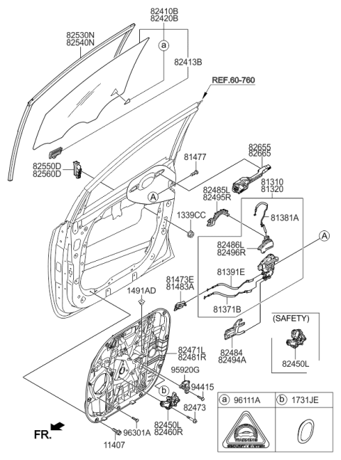 2015 Kia Sedona  Connection Cage-Door Inside Diagram for 82630A9000