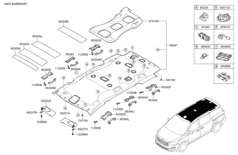 2019 Kia Sedona  Duct-Roof Rear Diagram for 85312A9000