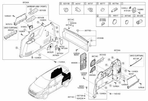 2021 Kia Sedona Hook Assembly-Luggage Net Diagram for 857652W000BND