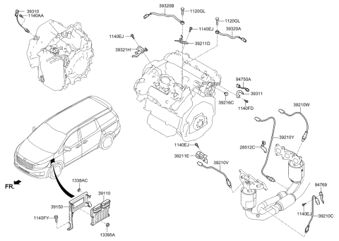 2021 Kia Sedona  Clip Assembly-Wire Diagram for 285123L111