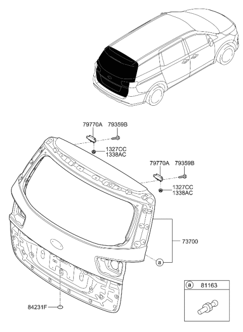 2020 Kia Sedona  BALL JOINT-HOOD LIFT Diagram for 81163A9000