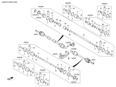 2015 Kia Soul  Joint Assembly-Cv LH Diagram for 49500B2100