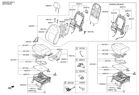 2014 Kia Soul Front Seat Cushion Driver Covering Diagram for 88160B2010CUS