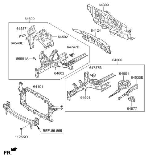2016 Kia Soul Panel Complete-Fender Apron Diagram for 64500B2500