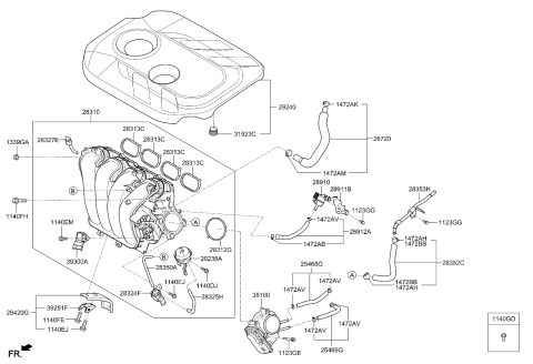 2016 Kia Soul  Engine Cover Assembly Diagram for 292402E250