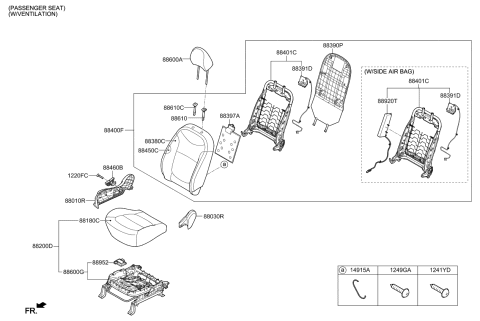 2015 Kia Soul Front Seat Back Passenge Covering Diagram for 88460B2030KE3