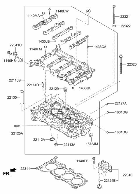 2016 Kia Soul  Head Sub Assembly-Cylinder Diagram for 221102E250