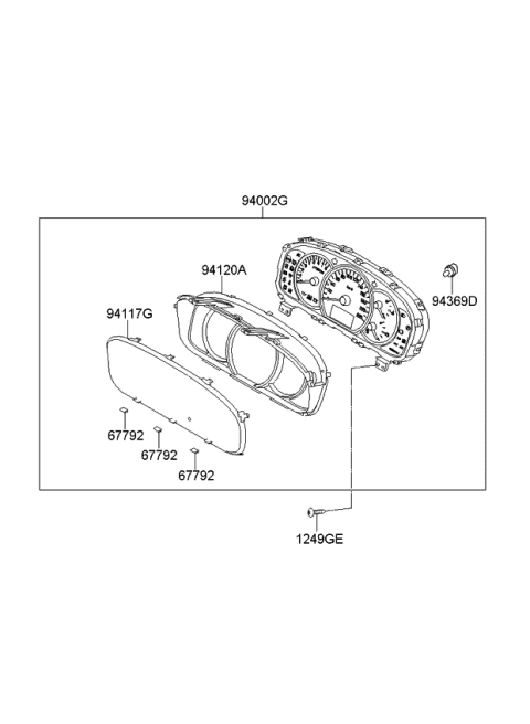 2008 Kia Rondo Acryl-Front Diagram for 943601D000