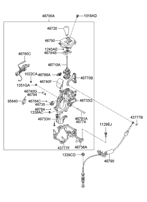 2008 Kia Rondo  Bracket-Lever Mounting Diagram for 467331D100