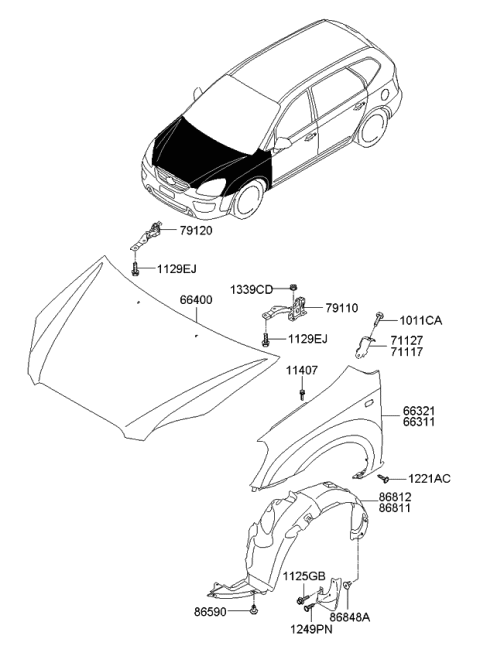 2008 Kia Rondo Guard Assembly-Front Wheel Diagram for 868111D050