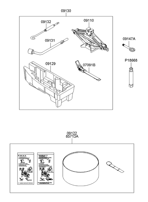 2008 Kia Rondo Jack Assembly Diagram for 091101D000