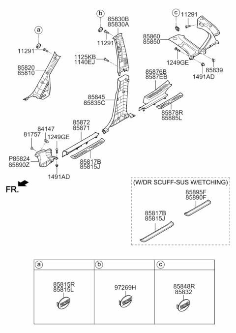 2008 Kia Rondo  Cover-Srs Logo, LH Diagram for 858511D400QW