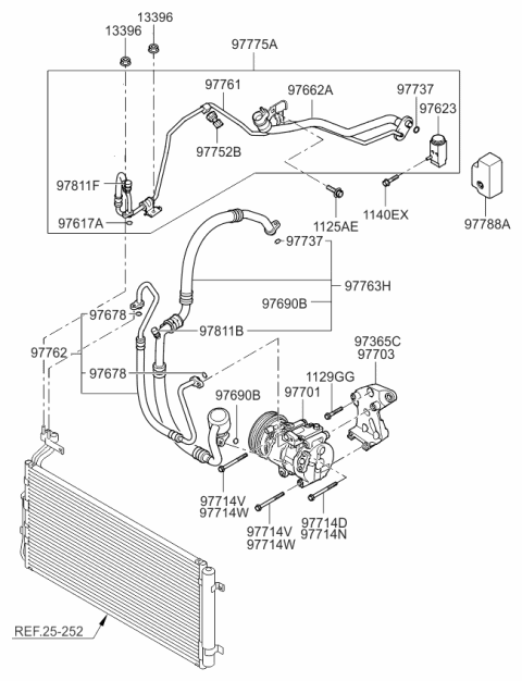 2008 Kia Rondo Liquid Tube Diagram for 977611D100