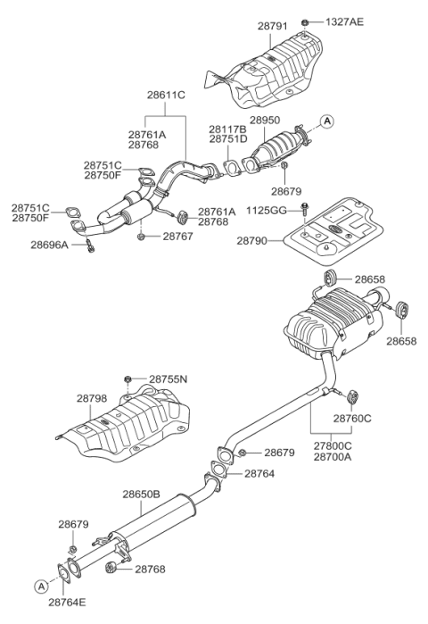 2007 Kia Rondo  Center Exhaust Pipe Diagram for 286501D300