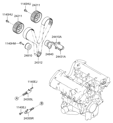 2007 Kia Rondo  Arm Assembly-Tensioner Diagram for 248403E000