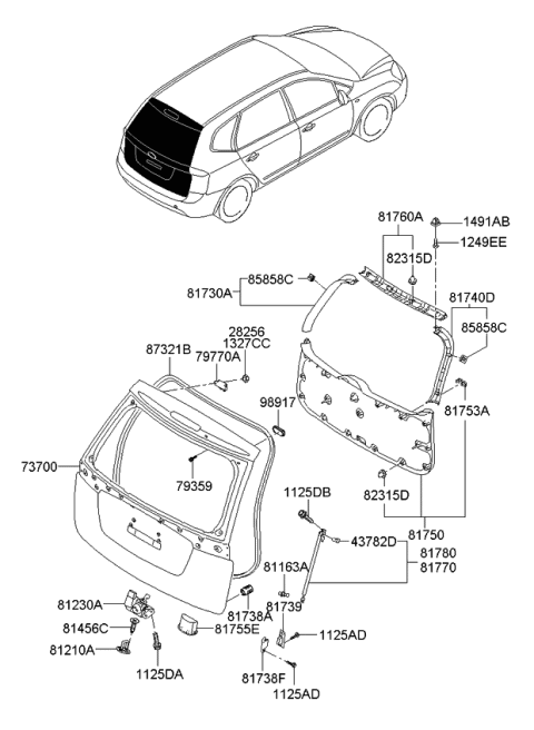 2008 Kia Rondo  Plug-Rubber Diagram for 9891743000