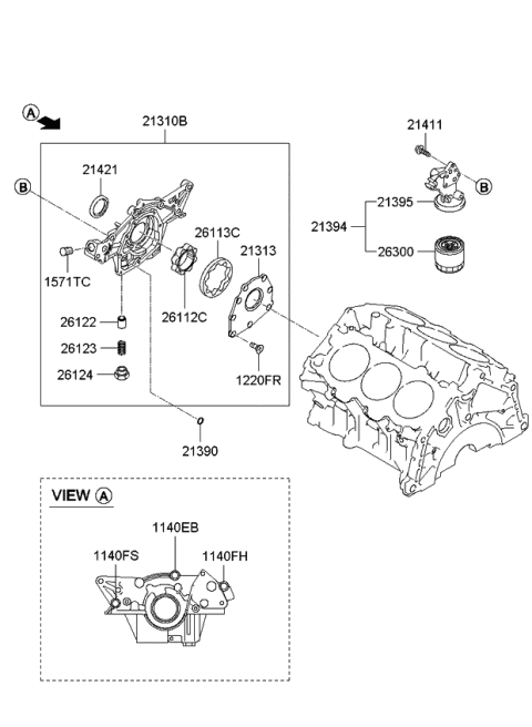2006 Kia Rondo Cover-Oil Pump Diagram for 2131337100