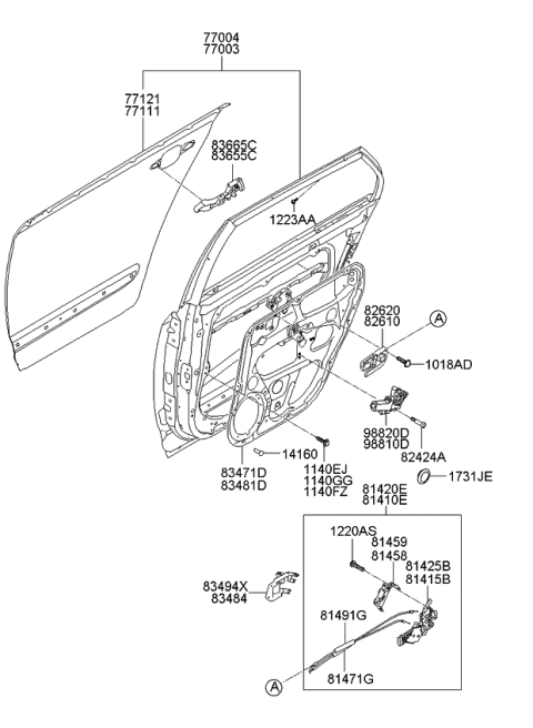 2007 Kia Rondo  Cover-Rear Door Latch LH Diagram for 814581D000