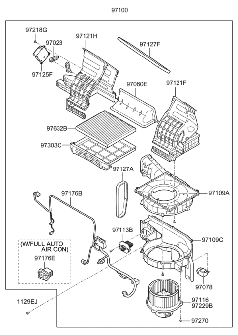2011 Kia Rondo Motor & Fan Assembly-A/C Diagram for 971132P000