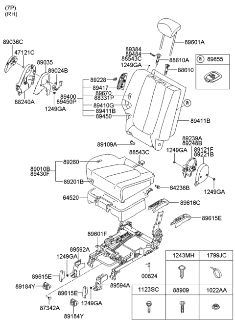 2006 Kia Rondo  Hinge-Rear Bolt Diagram for 895071D000