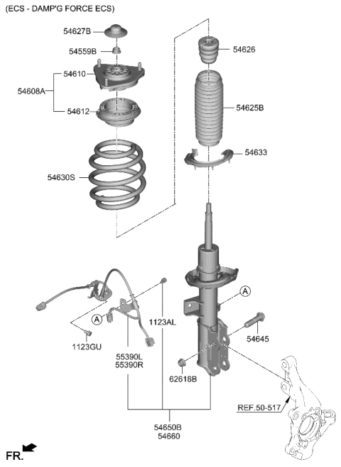 2022 Kia EV6  PAD-FRONT SPRING, LWR Diagram for 54633N9000