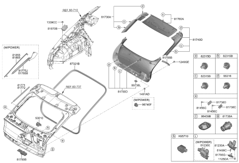 2022 Kia EV6  BUMPER-T/GATE SIDE G Diagram for 81738G2000