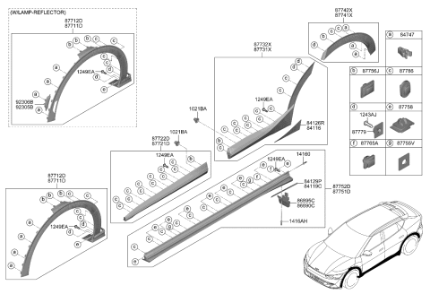 2024 Kia EV6  GARNISH ASSY-QTR SID Diagram for 87741CV000