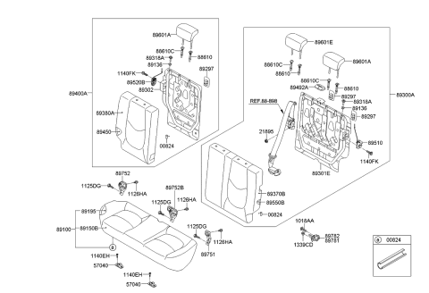 2012 Kia Soul  Latch Assembly-Rear Seat L Diagram for 895002K005