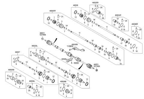 2013 Kia Soul  Joint & Shaft Kit-Front Diagram for 495802K720