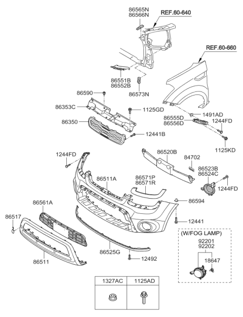 2012 Kia Soul  Cover-Radiator Grille Diagram for 863532K500