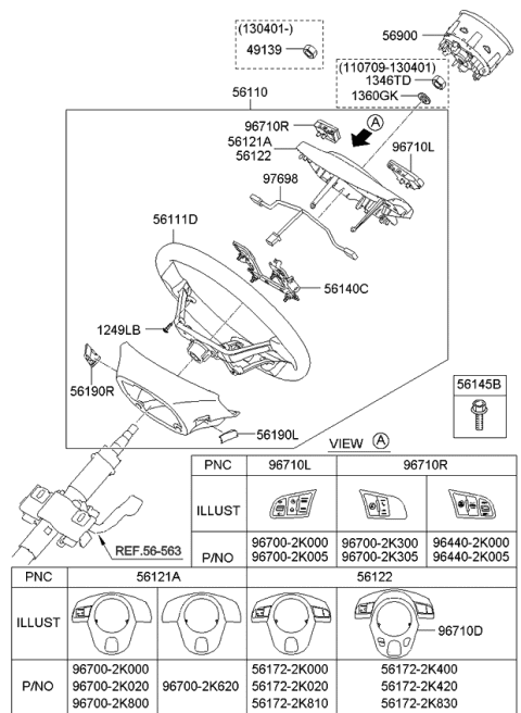 2012 Kia Soul Nut Diagram for 561952F000