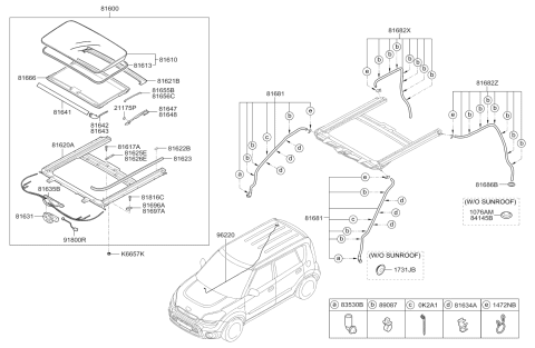 2013 Kia Soul  Deflector Assembly-Sunroof Diagram for 816412K000