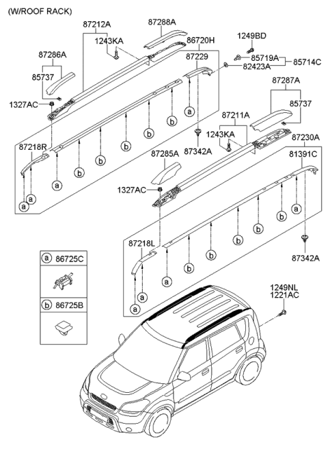 2012 Kia Soul  MOULDING Assembly-Roof, L Diagram for 872302K000