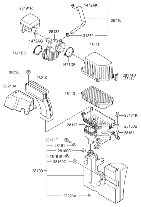 2013 Kia Soul  Duct-Air Diagram for 282102K600