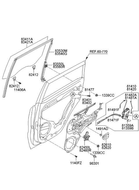 2012 Kia Soul  Cable Assembly-Rear Door S/L Diagram for 814912K000