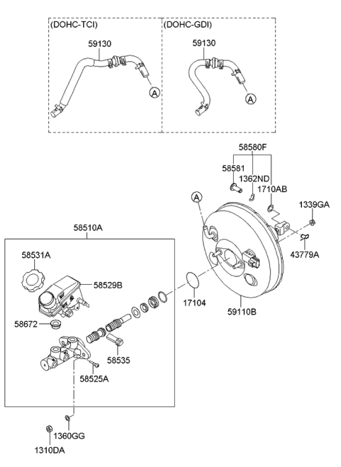 2012 Kia Soul  Reservoir-Master Cylinder Diagram for 585112K010