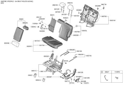 2021 Kia Telluride  Pad U Diagram for 89722S9000LBR