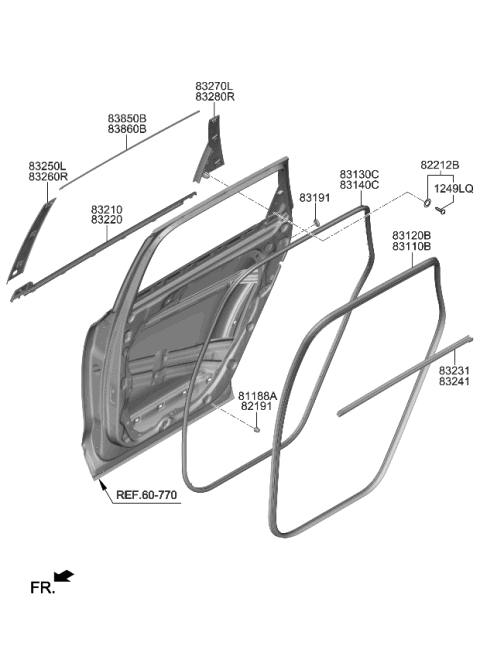 2021 Kia Telluride  W/STRIP Assembly-Rr Dr B Diagram for 83210S9020