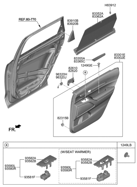 2022 Kia Telluride  Pad U Diagram for 82620S9000QA1